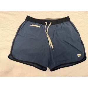 Vuori Shorts Medium Blue Brown Trim V366 Stretch Performance Lightweight Unlined